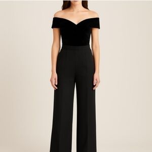 Addison Evening Flattering Black Off-Shoulder Jumpsuit Sz 16